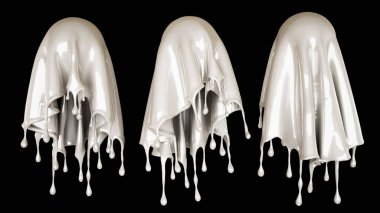 Bir tutam süt. 3d illüstrasyon, 3d canlandırma.