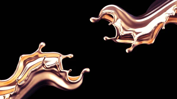 Mystiska, mystiska, lyxiga stänk av guld. 3D-illustration, 3D-återgivning. — Stockfoto