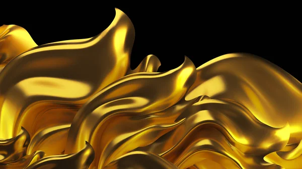 Sfondo di lusso con tessuto drappeggio oro. Illustrazione 3d, rendering 3d . — Foto Stock