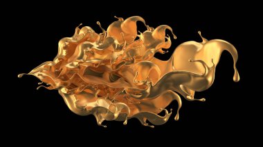 Mistik lüks sıçrama, altın parıldayan inci gözlüklü. 3d illüstrasyon, 3d canlandırma.