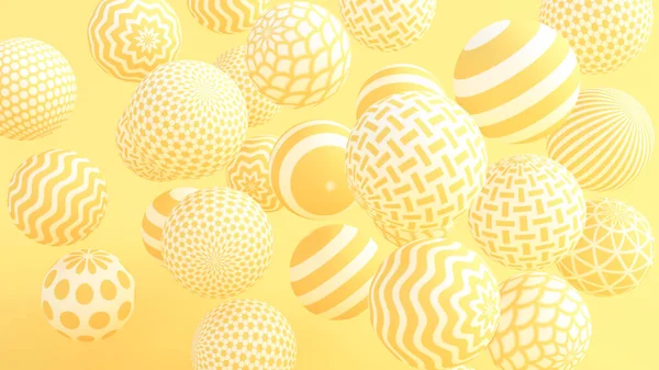 Fundo amarelo com bolas. Ilustração 3d, renderização 3d . — Fotografia de Stock