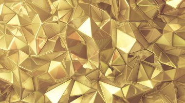 Lüks altın kristal arka plan. 3d illüstrasyon, 3d canlandırma.