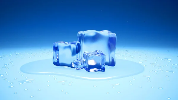 Skrývání kostky ledu s vodou — Stock fotografie