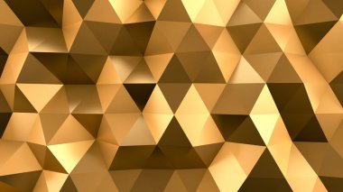 Altın kristal arka plan. 3d illüstrasyon, 3d canlandırma.