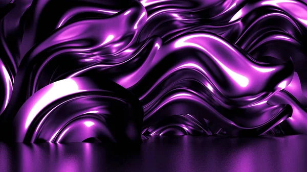 Elégant fond violet foncé élégant avec plis, draps et tourbillons. Illustration 3d, rendu 3d . — Photo