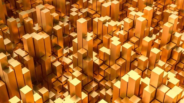 Fundo dourado com formas gemétricas. Ilustração 3d, renderização 3d . — Fotografia de Stock