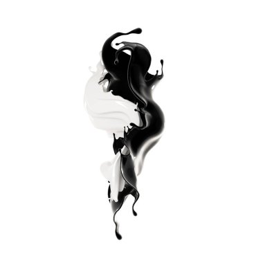 Splash of black liquid. 3d illustration, 3d rendering. clipart