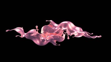 Pembe parlak inci renkleri olan mistik lüks bir sıçrama. 3d illüstrasyon, 3d canlandırma.