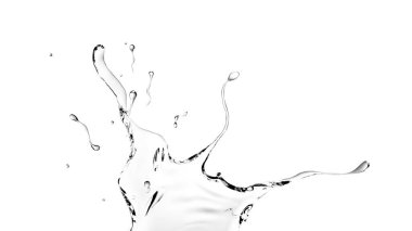 Beyaz arka plan, 3d resim, 3d re şeffaf sıçrama