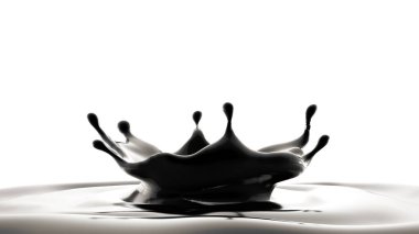 Bir damla siyah sıvı. 3d illüstrasyon, 3d canlandırma.