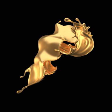 Mistik lüks sıçrama, altın parıldayan inci gözlüklü. 3d illüstrasyon, 3d canlandırma.