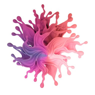 Çok renkli bir sıvı ya da boya serpintisi. 3d illüstrasyon