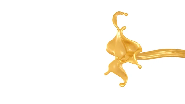 Ett stänk karamell. 3D-illustration, 3D-återgivning. — Stockfoto