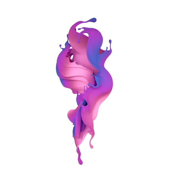Mooie multi-color splash van vloeistof of verf. 3d illustratie — Stockfoto