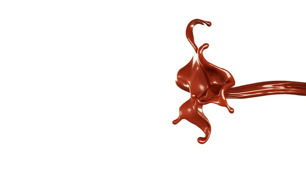 Un chorrito de chocolate. Ilustración 3d, representación 3d. — Foto de Stock
