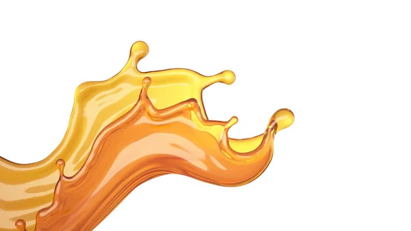 Isolated splash of orange juice on a white background. 3d illust — Stock Photo, Image