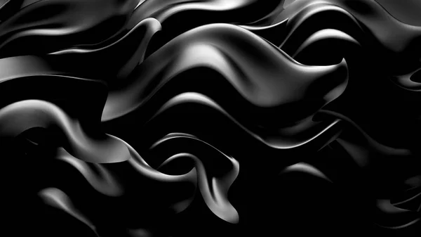 Fundo preto com tecido de cortinas. ilustração 3d, renderização 3d — Fotografia de Stock