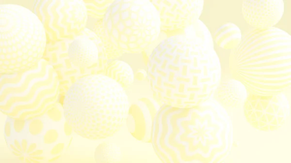 Żółte tło z kulkami. Ilustracja 3D, renderowanie 3D. — Zdjęcie stockowe