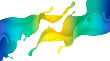 Çok renkli bir sıvı ya da boya serpintisi. 3d illüstrasyon