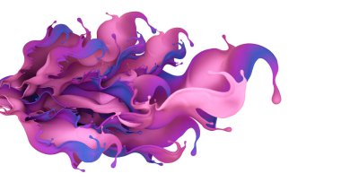 Çok renkli bir sıvı ya da boya serpintisi. 3d illüstrasyon