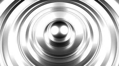 Yüzüklü gelecekçi metalik siyah arkaplan. 3d illüstrasyon, 3d canlandırma.