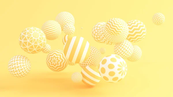 Fondo amarillo con bolas. Ilustración 3d, representación 3d . — Foto de Stock