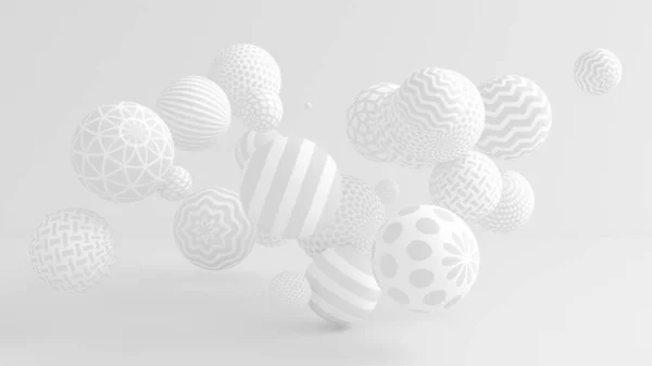 Fundo branco com bolas. Ilustração 3d, renderização 3d . — Fotografia de Stock