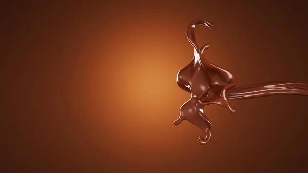 チョコレートのスプラッシュ。3Dイラスト, 3Dレンダリング. — ストック写真