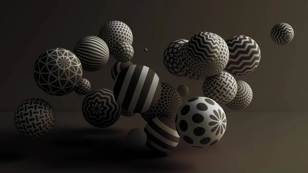Fondo negro con bolas. Ilustración 3d, representación 3d . — Foto de Stock