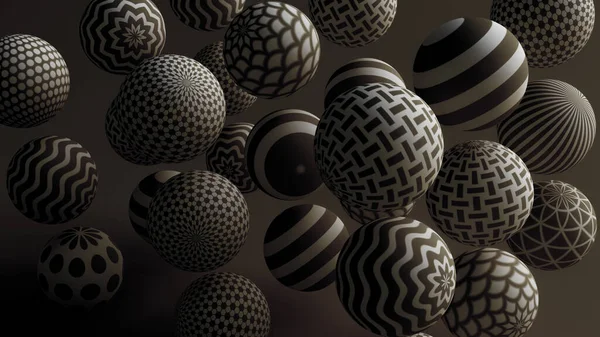 Fundo preto com bolas. Ilustração 3d, renderização 3d . — Fotografia de Stock