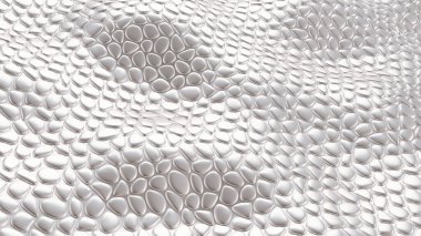 Deri desenli, gümüş renkli bir arka plan. 3d illüstrasyon, 3d canlandırma.