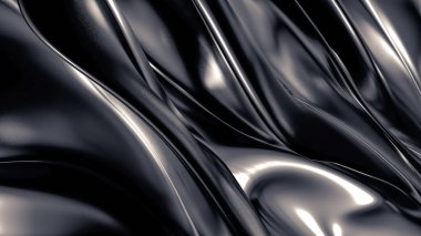 Pliseli, kumaşlı ve kıvrımlı lükslü gri bir arka plan. 3d illüstrasyon, 3d canlandırma.