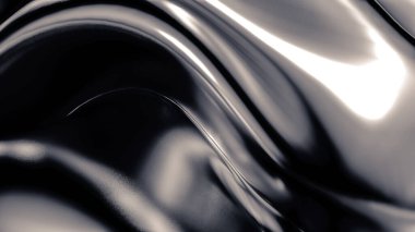 Pliseli, kumaşlı ve kıvrımlı lükslü gri bir arka plan. 3d illüstrasyon, 3d canlandırma.