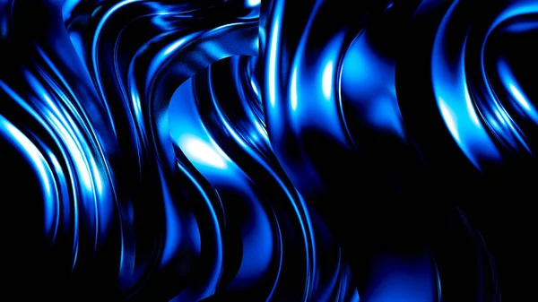 Κομψό σκούρο μπλε φόντο με πιέτες και μπούκλες. 3D απεικόνιση, 3d απόδοση. — Φωτογραφία Αρχείου