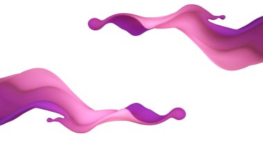 Çok renkli bir sıvı ya da boya serpintisi. 3d illüstrasyon, 3d görselleştirme.