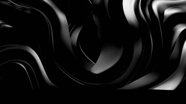 Örtülü kumaşlı siyah bir arkaplan. 3d illüstrasyon, 3d canlandırma.