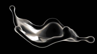Biraz sıvı içeren siyah bir arkaplan. 3d illüstrasyon, 3d canlandırma.