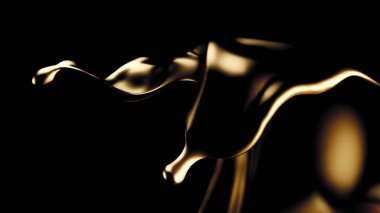 Gizemli, güzel, lüks altın sıçraması. 3d illüstrasyon, 3d canlandırma.