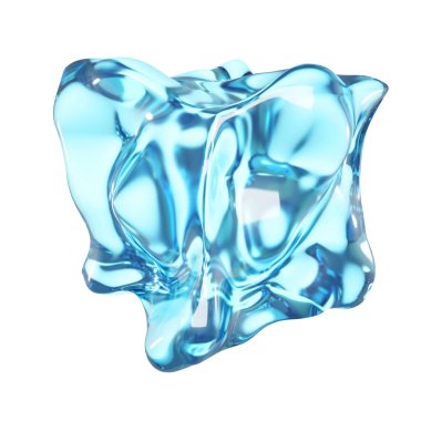 Beyaz arka planda izole edilmiş buz küpü. 3d illüstrasyon, 3d canlandırma.