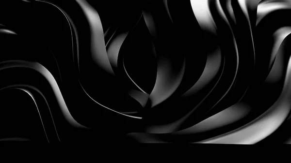 Fekete háttér függöny szövet. 3D illusztráció, 3D-s renderelés. — Stock Fotó