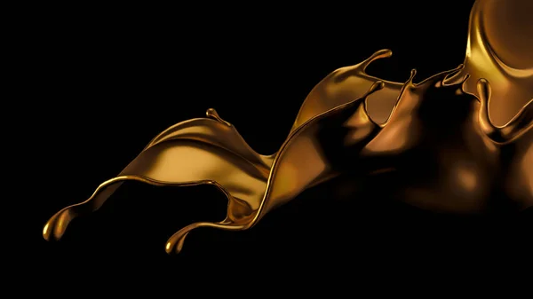 Містичний розкішний сплеск, з золотими сяючими перлинами. 3d ілюстрація, 3d візуалізація . — стокове фото