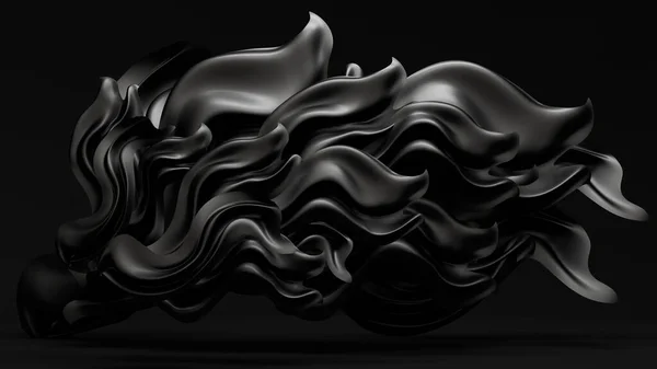 Schwarzer Hintergrund mit drapiertem Stoff. 3D Illustration, 3D Rendering. — Stockfoto