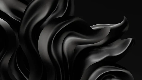 Fekete háttér függöny szövet. 3D illusztráció, 3D-s renderelés. — Stock Fotó