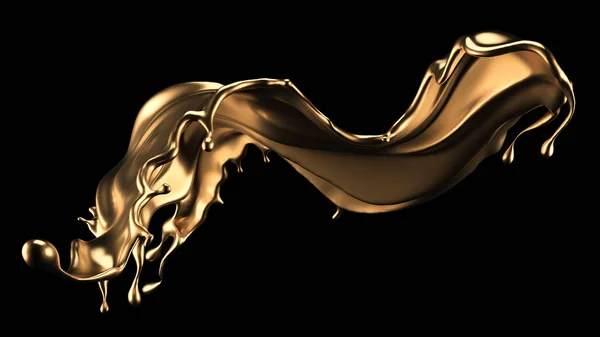 Mysterious, mystical, luxury splash of gold. 3d illustration, 3d rendering. — Stock Photo, Image