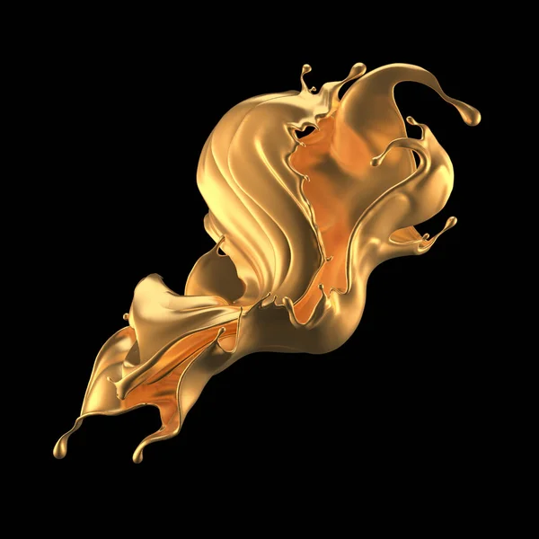 Mistyczny luksusowy plusk, ze złotymi perłowymi odcieniami. Ilustracja 3D, renderowanie 3D. — Zdjęcie stockowe