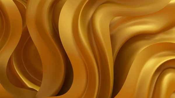 Fundo de luxo com tecido de cortinas douradas. Ilustração 3d, renderização 3d . — Fotografia de Stock