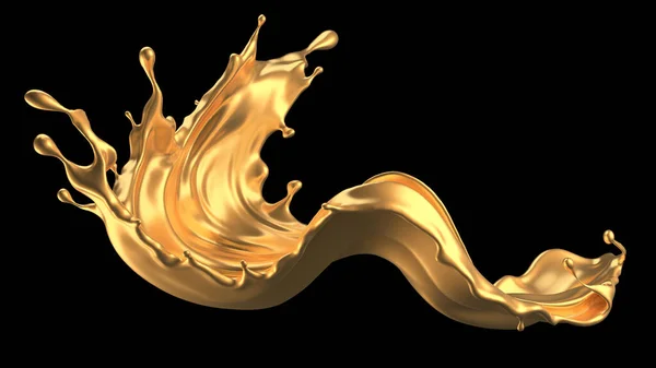 Tajemniczy, mistyczny, luksusowy plusk złota. Ilustracja 3D, renderowanie 3D. — Zdjęcie stockowe