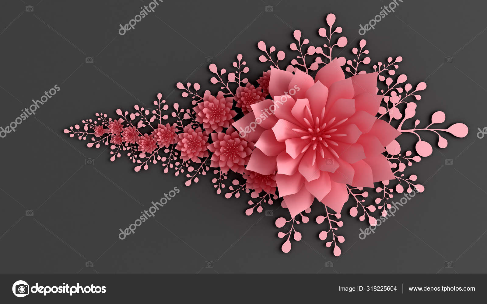 Paper flowers. Wedding decorations, background for the design of your  printing products, Wallpaper. 3d illustration, 3d rendering. Stock Photo by  ©naveki_maria 318225604