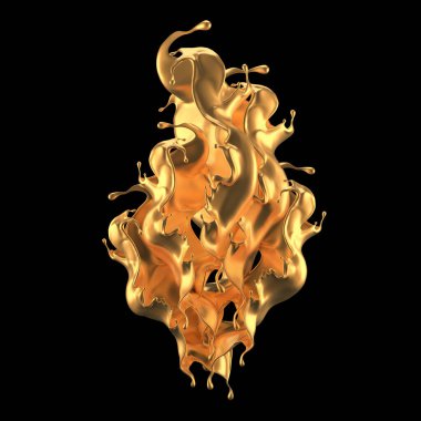 Mistik lüks sıçrama, altın parıldayan inci gözlüklü. 3d illüstrasyon, 3d canlandırma.