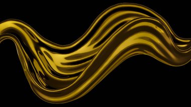 Kalın, altın bir sıvı. 3d illüstrasyon, 3d canlandırma.